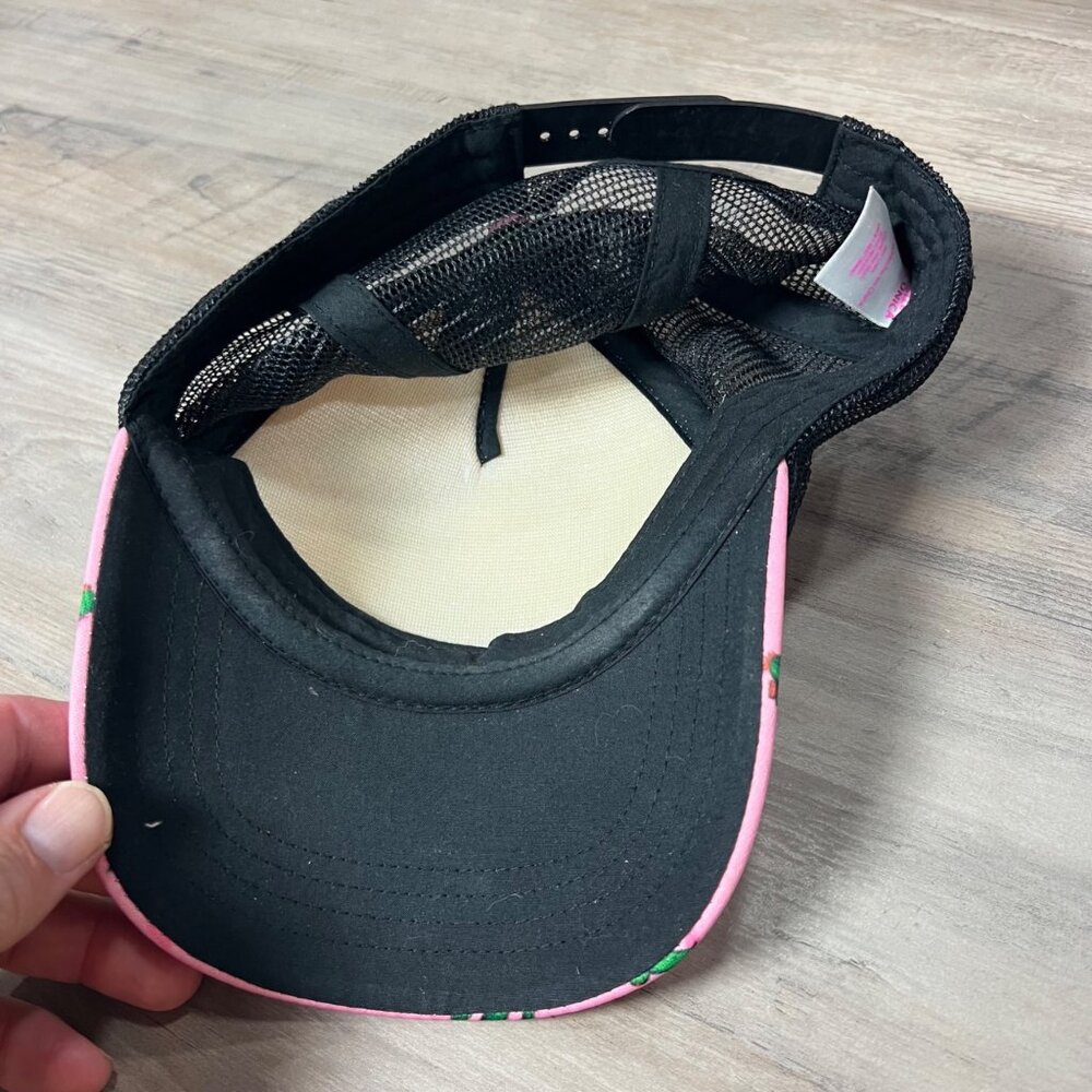 Pink Cactus Printed Trucker Hat With Black Mesh Adjustable Snapback - Picture 2 of 5